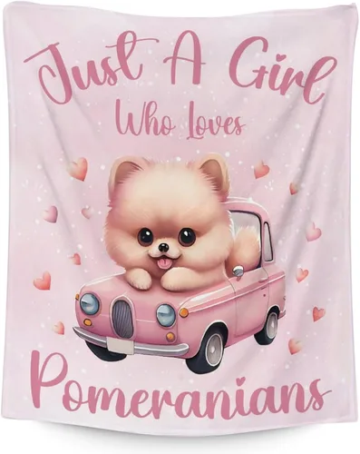 Miniatura 27 de Manta de Pomerania para niñas, tamaño de regazo de 30 x 40 pulgadas, manta de felpa suave y mullida, manta rosa para perro para sala de estar