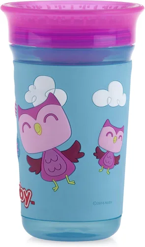 Miniatura 13 de Nuby 360 Degree Easy Sip 3D Grip Wonder Cup con funda de silicona impresa, morado, mariposa, 10 onzas