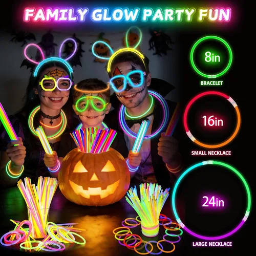 Miniatura 4 de SHQDD Paquete de 100 varillas de brillo a granel, palitos brillantes de neón de 8 pulgadas, varillas luminosas de bricolaje con conectores, pulseras