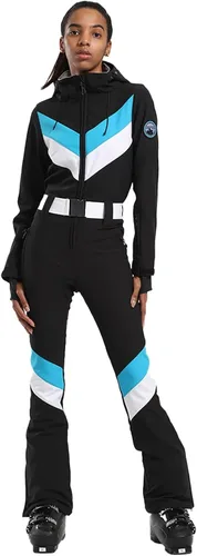 Miniatura 77 de GSOU SNOW Traje de esquí para mujer, traje de nieve delgado de una pieza, chaqueta de nieve, impermeable, resistente al viento, deportes al aire