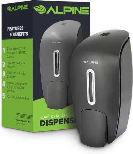 Alpine Industries - Dispensador manual de jabón para pared, dispensador de jabón comercial montado en la pared para jabón líquido y desinfectante de
