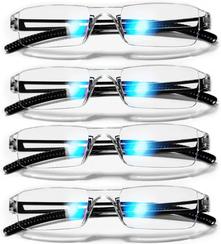 Miniatura 10 de Paquete de 4 lentes de lectura TR para mujeres y hombres, con bloqueo de luz azul, lectores 1.0 1.5 2.0 2.5 3.0 4.0