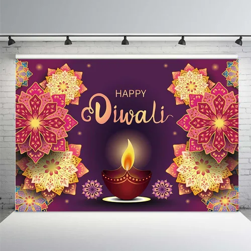 Miniatura 7 de MEHOFOND Decoraciones de fondo de fiesta de Diwali de 7 x 5 pies, pancarta india Diwali Deepavali Festival de Luces Fotografía Fondo Hindú Luces