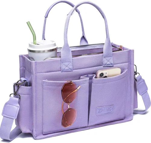 Miniatura 21 de ZHMO Bolso de lona para mujer, bolsos cruzados para mujer, bolsos de trabajo para computadora portátil, bolso grande de mano para enfermera