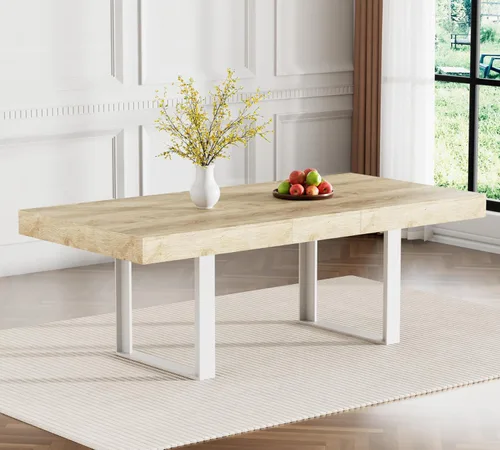 Miniatura 14 de SSLine Mesa de comedor rectangular extensible de 35 a 118 pulgadas, mesa de reuniones de conferencias súper larga para 6, 8, 12 personas, mesas