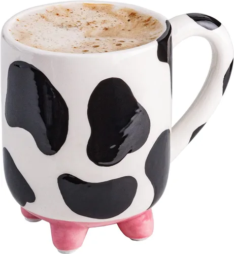 SWEETLO Taza de Café de Vaca Artículos de Vacas Taza de Cerámica de 15oz - Taza para Amantes de las Vacas con Ubres - Tazas con Lindos Diseños -