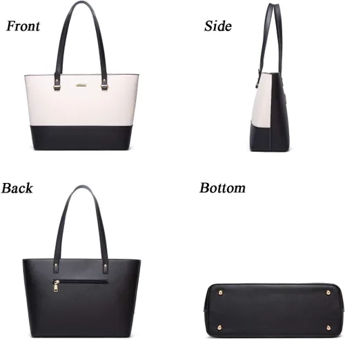 Miniatura 150 de Juego de 4 bolsas modernos para mujer de cuero sintético: bolso tote, bolso de hombro, bolso de mano y cartera.