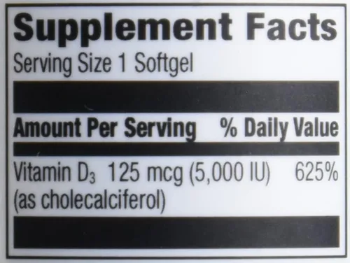 Miniatura 4 de Amazon Elements Vitamina D3, 125 mcg (5000 UI), 180 cápsulas blandas