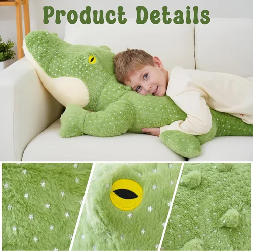 Miniatura 3 de Animales de peluche de cocodrilo gigante, animales de peluche de cocodrilo gigante, juguete de peluche de cocodrilo grande de 52 pulgadas, enorme