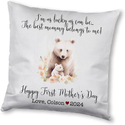 Miniatura 13 de Mother's Day Bear, First Mother's Day Custom Pillowcase, Personalized Mother's Day Pillowcase, Gift for Mom, Home Decor