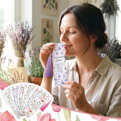Miniatura 4 de Sinmoe 60 Pcs Scented Bookmarks for Women Book Lovers Scratch and Sniff Rose Flower Bookmarks with Tassels Smelly Craft Reading Gifts for Reading