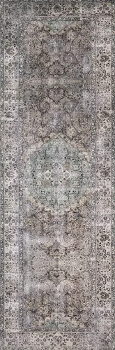Miniatura 6 de Loloi - Tapete decorativo de pelo corto sala de estar, suave duradero, colección Layla, estampado envejecido retro, no desprende pelo, fácil Gris