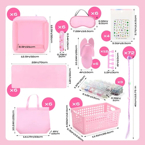 Miniatura 2 de Kit de spa de 85 piezas, kit de arte de uñas, suministros para fiesta de pijamadas con bañera inflable de 12.5 x 12.5 pulgadas, toalla de baño