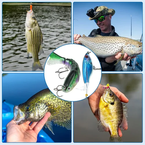 Miniatura 6 de Kit de Caja de Señuelos y Anzuelos de Pesca SMMYMGF, Equipo y Accesorios para Pesca de Agua Salada y Dulce, Incluyendo Señuelo Bionic Swimbait, Caja