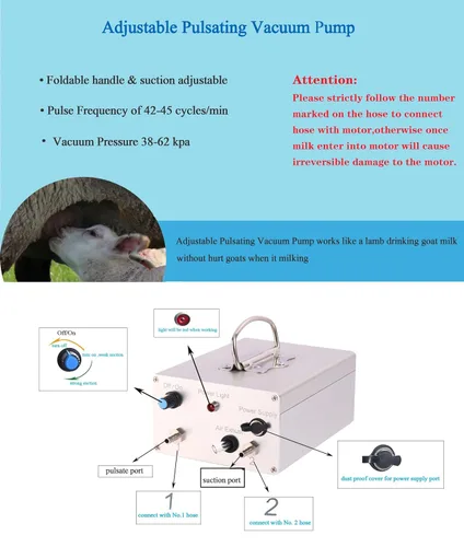 Miniatura 2 de Ordeñadora eléctrica de cabras, ordeñadora automática portátil de cabra con cubo de acero inoxidable de 3 L, suave y eficiente para ordeño diario