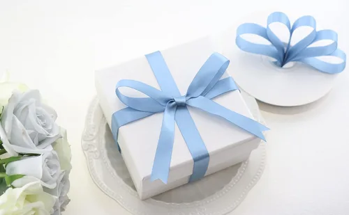 Miniatura 7 de Cinta azul polvorienta de 5/8 pulgadas, cinta de satén azul polvoriento, cinta de boda para envolver regalos, cinta de regalo, cinta sedosa