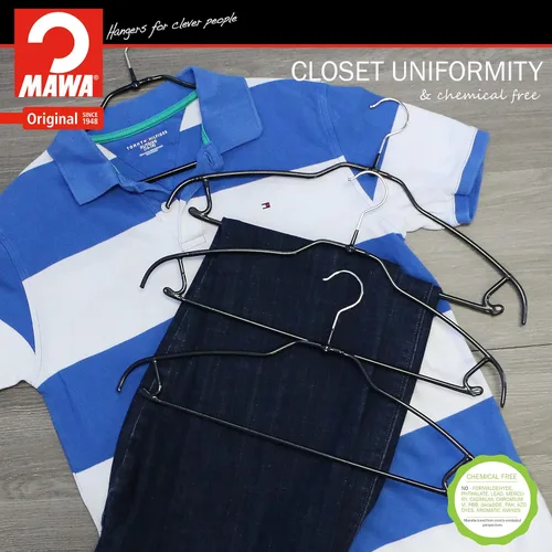 Miniatura 7 de Mawa by Reston Lloyd Silhouette - Percha de camisa antideslizante que ahorra espacio con barra para pantalones y ganchos para falda, estilo 42/FTU