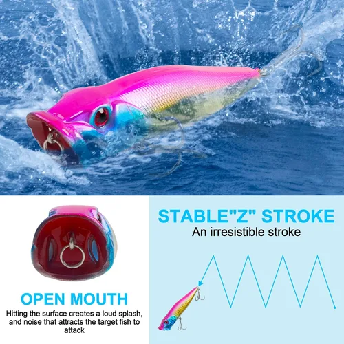 Miniatura 4 de 8PCS Fishing Lures Popper Lures Shadllow Deep Diving Swimbait Crankbait Fish Wobble Hard Fishing Baits for Bass Trout Freshwater and Saltwater Fish