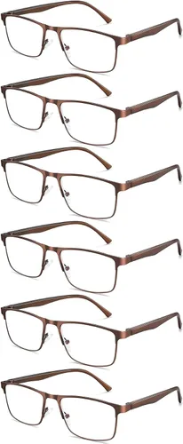 Miniatura 9 de 3 pares de anteojos de lectura, elegante marco de metal, anteojos ligeros con filtro - Gafas para hombre antirreflejos - Bisagra de resorte