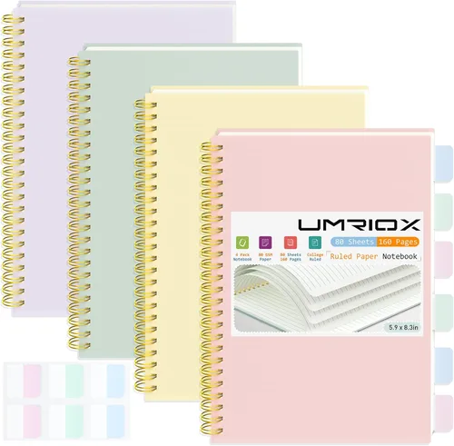 Miniatura 9 de Umriox Cuaderno Pequeño en Espiral, Paquete de 4 Cuadernos de Espiral Punteado A5 de 5.9" x 8.3" Papel de Cuadrícula de Puntos 160 Páginas, Cuaderno