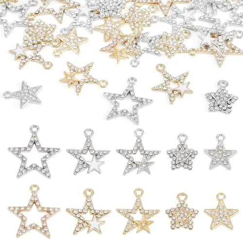 Miniatura 8 de Craftdady Colgantes de diamantes de imitación de cristal dorado colgantes colgantes colgantes pulsera dijes de platino cruz collar colgantes