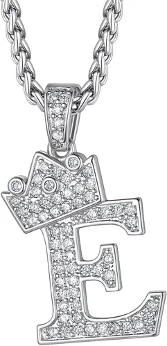 Richsteel A-Z - Collar con inicial de corona para hombres y mujeres, chapado en oro de 18 quilates, circonita cúbica brillante, colgante con