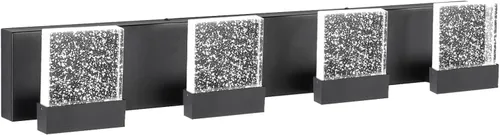 Miniatura 8 de Lámpara de tocador de baño de 30.5 pulgadas con 4 burbujas, color negro, lámpara LED sobre espejo, moderna, 6000 K