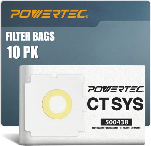 Miniatura 11 de POWERTEC 496186 Bolsa de filtro autolimpiante para extractor de polvo Festool CT36, CT36E, 10 unidades, bolsas de vacío de repuesto, bolsas