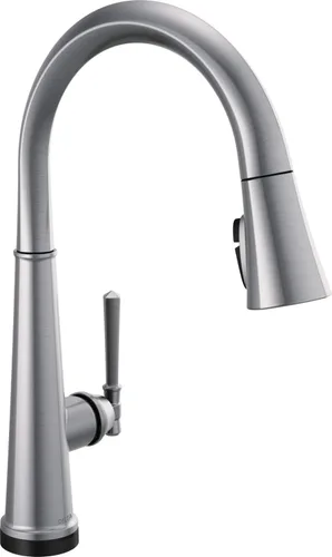 Miniatura 19 de Grifo de cocina Delta Faucet Emmeline de níquel cepillado, grifos de cocina con rociador desplegable, grifo de fregadero de cocina, cabezal