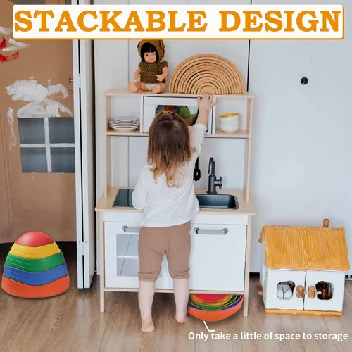 Miniatura 7 de makarci Stepping Stones para niños, 5 piedras de equilibrio de plástico antideslizantes, equipo de juego sensorial que promueve las habilidades