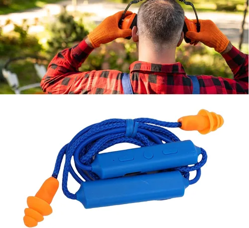 Miniatura 5 de ASHATA Auriculares Bluetooth con banda para el cuello, IPX5, a prueba de agua, 200 mAh, recargable, para taller de construcción (azul)