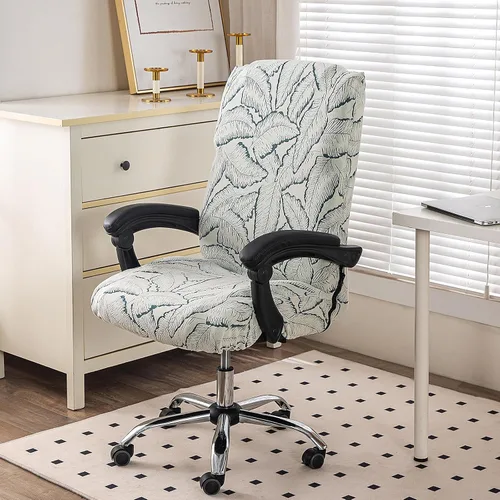 Miniatura 8 de Funda elástica con estampado para silla de computadora, fundas duraderas con cremallera para silla de oficina, fundas elásticas para silla de 16