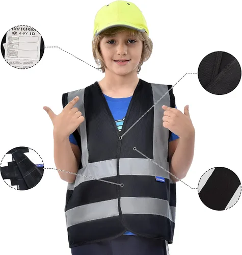 Miniatura 3 de AYKRM Chaleco de alta visibilidad para niños chaleco de seguridad reflectante de alta visibilidad