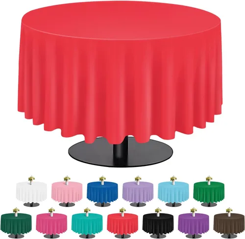 Miniatura 26 de tujol Paquete de 6 manteles de plástico de 84 pulgadas, manteles redondos desechables, manteles de plástico para fiestas