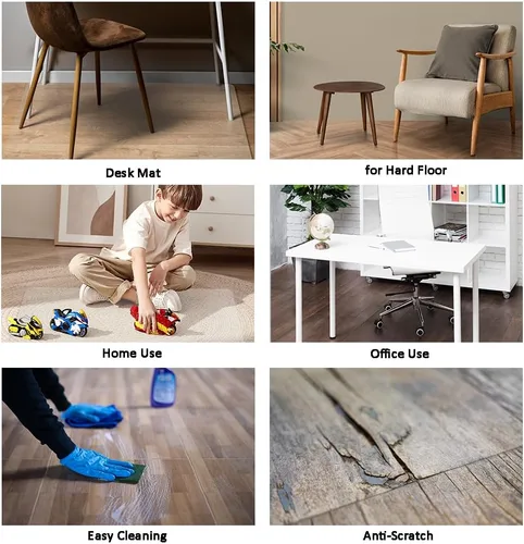 Miniatura 5 de Tapete transparente para silla de oficina de madera dura, tapete rectangular para sillas de juegos, tapete rectangular para suelos duros, tapetes