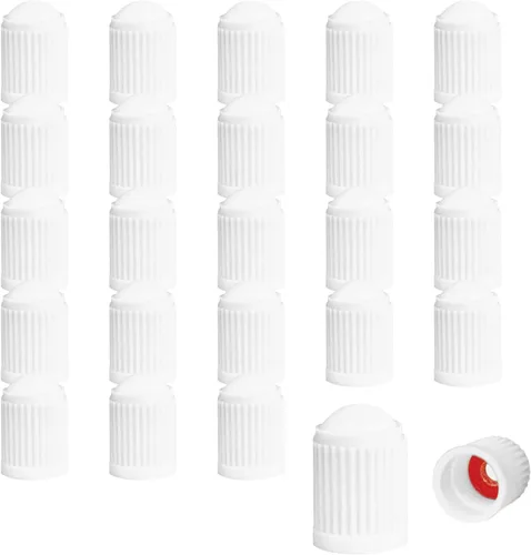 Miniatura 23 de Ziciner 25 tapas de vástago de válvula de neumático, tapa de válvula de neumático de plástico para autos con sello de goma O, cubiertas de vástago