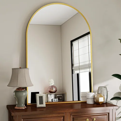 Miniatura 16 de VooBang Arched Wall Mirror, 26 x 28 inch Arch Bathroom Mirror, Wall Mounted Vanity Mirror with Arch Metal Frame, Modern Bathroom Vanity Mirror for