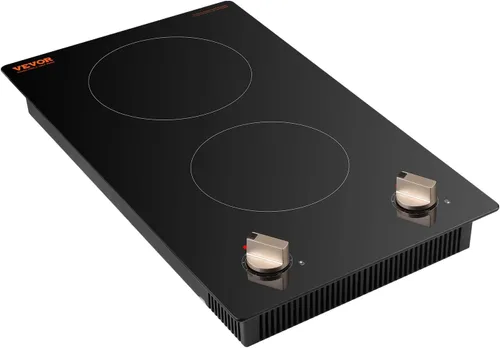 Miniatura 4 de VEVOR Placa de inducción, quemador eléctrico de encimera de 1800 W, estufa de control de perilla de 2 quemadores, estufa de inducción integrada