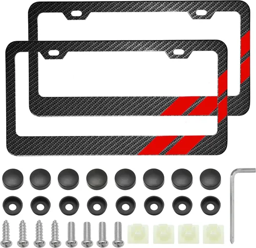 Miniatura 19 de YOSRTER 2 piezas de marco de matrícula de aluminio para accesorios Dodge, marco de cubierta de matrícula, cubierta de matrícula mate, decoración