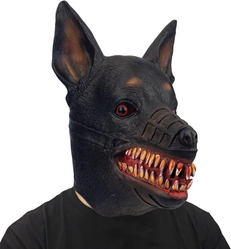 Máscara de perro para adultos, máscara de látex natural para Halloween, cosplay y fiestas de disfraces