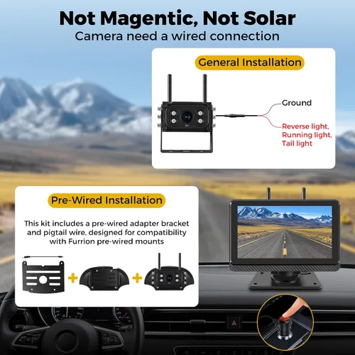 Miniatura 3 de Cámara de respaldo inalámbrica para camión RV, monitor HD IPS de 7 pulgadas, sistema de cámara inalámbrica digital + visión nocturna IR impermeable