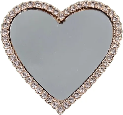Miniatura 7 de Wireless City Espejo de teléfono con forma de corazón, espejo de maquillaje con diamantes de oro rosa con circonita cúbica, 2.2 in, ideal