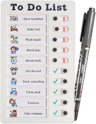 Tabla de Tareas PIQOLA para Varios Niños, Tablero de Lista de Verificación de Herramientas para TDAH Horario de Rutina (Lista de Tareas)