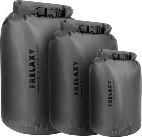 Miniatura 8 de Frelaxy Bolsa seca impermeable, paquete de 2/3, bolsas secas portátiles ligeras, 5L, 15L y 25L, juego de sacos secos duraderos que mantienen