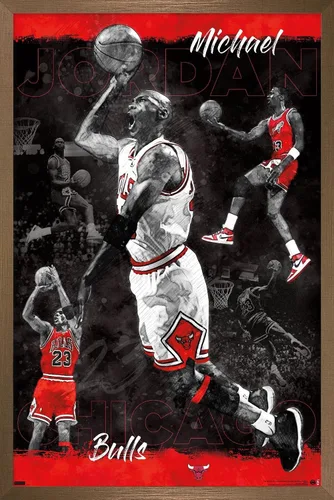 Miniatura 15 de Trends International Michael Jordan - Póster de pared de bosquejo, 14.725 x 22.375 pulgadas, versión enmarcada de madera de granero