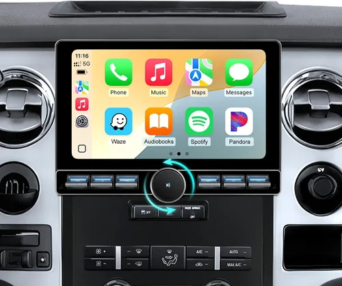 para Ford F150 Radio de Coche 2009-2014 | CarPlay inalámbrico Android Auto | Interruptor de botón único QLED Pantalla táctil Estéreo de mejora |
