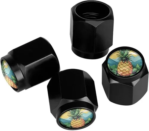 Miniatura 22 de Wolf - Tapones de válvula de neumático con bandera americana, tapas de válvula de neumático de aluminio negro, cubiertas universales