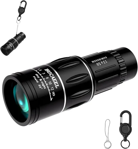 Monoculares para adultos de alta potencia, alcance monocular BAK4 prisma con ocular grande, mosquetón telescópico portátil, monoscopio de mano
