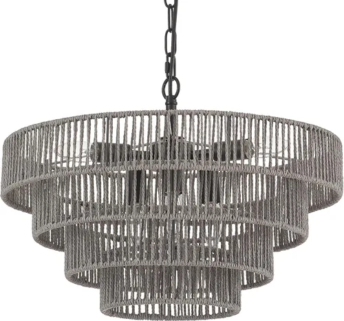 Miniatura 10 de Lámpara colgante de ratán tejida a mano, 6 luces, 4 redondas, de transición, minimalista, bohemio, grande, para cocina, isla, comedor, sala