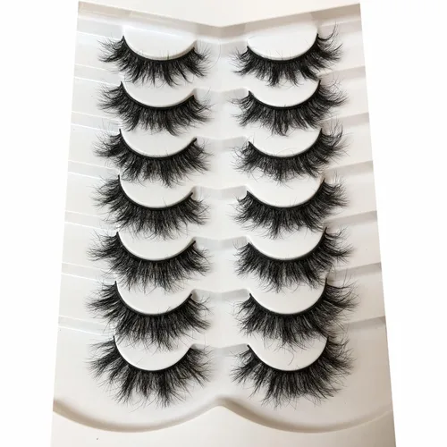 Miniatura 453 de Pooplunch - Pestañas postizas finas de visón sintético, estilo ojo de gato, naturales, cruzadas, tipo racimo, efecto 8D de volumen, tiras